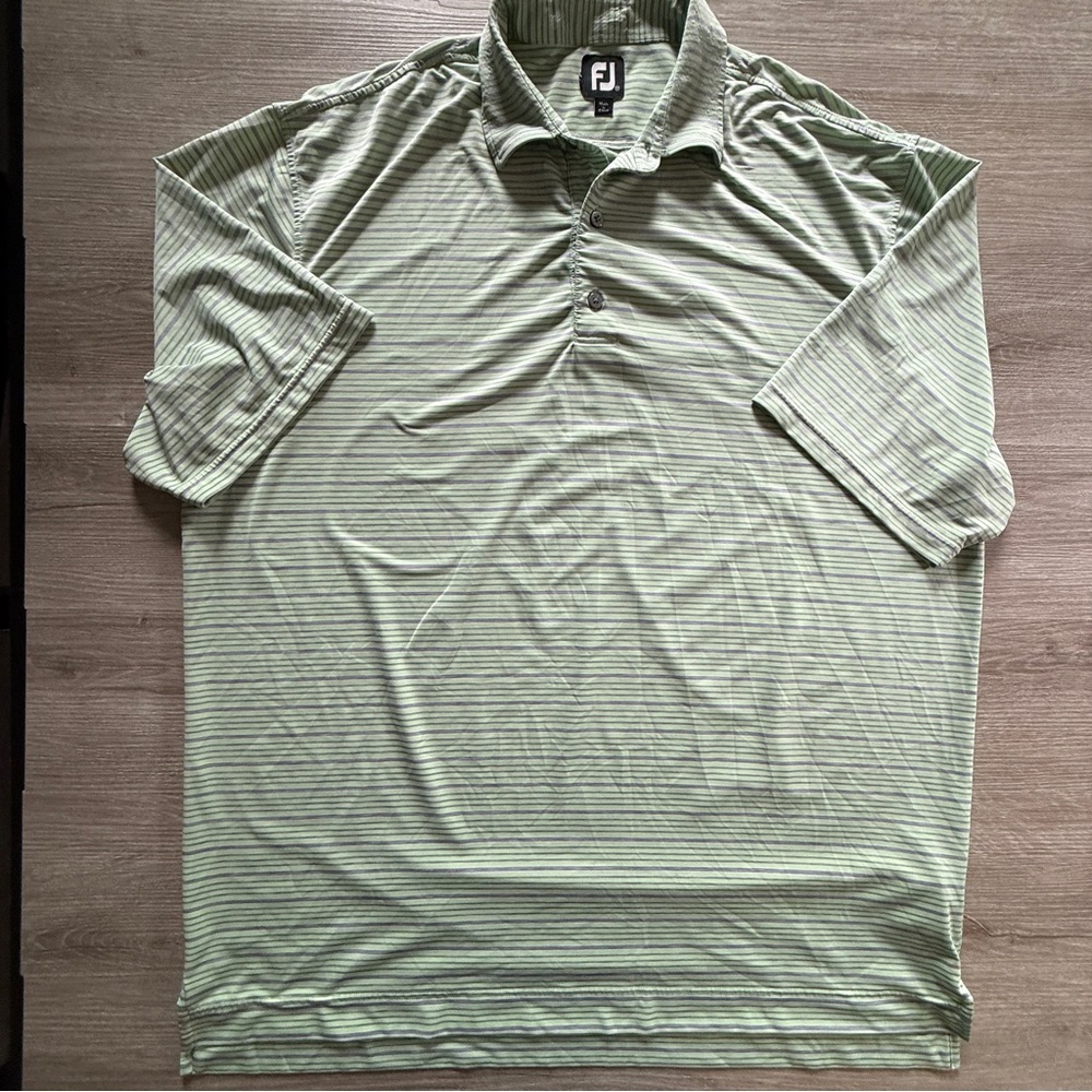 FootJoy Green and Purple Striped Performance Polo Shirt XXL